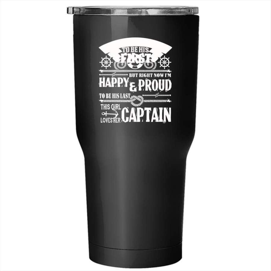 This Girl Loves Her Captain Tumbler 30 oz Stainless Steel, Cool Couple Travel Mug