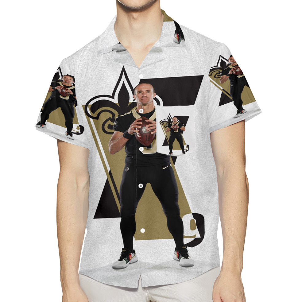 New Orleans Saints Drew Brees4 3D All Over Print Summer Beach Hawaiian Shirt With Pocket