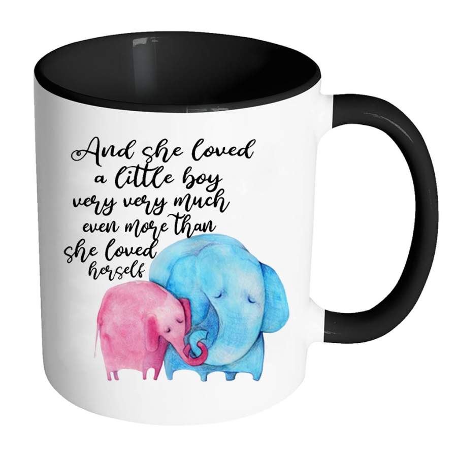 And She Loved A Little Boy Very Very Much Even More Than She Loved Herself, Elephant Design, Mother’s Day Gift A – Full-Wrap Coffee Colors Accent Mug