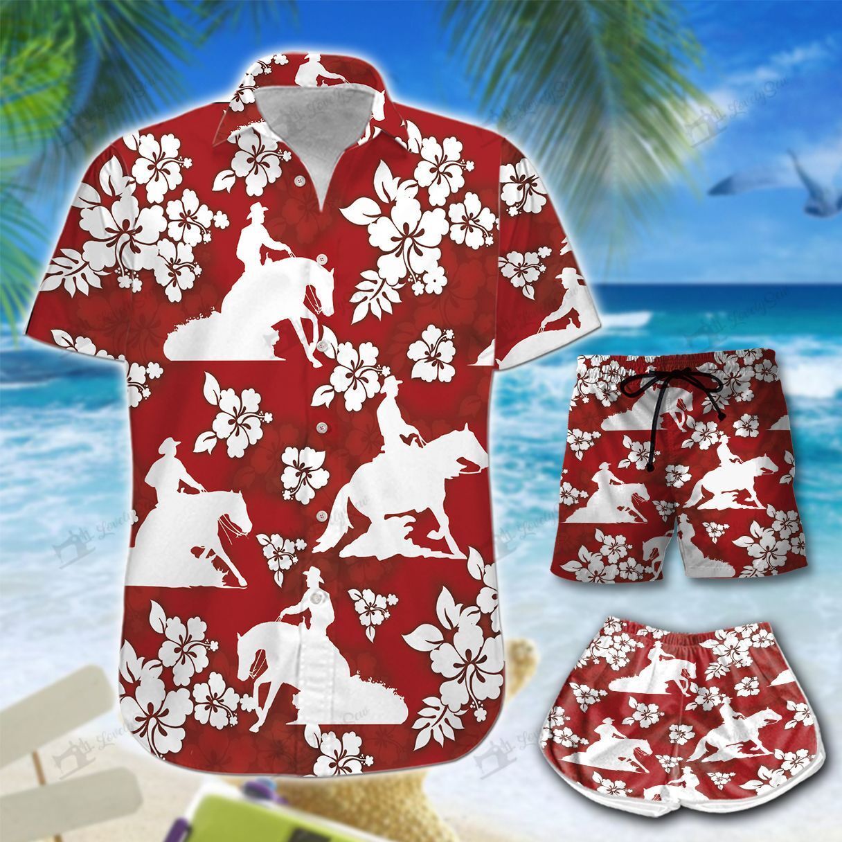 Reining Horse Hawaiian Shirt Shorts Ha3503