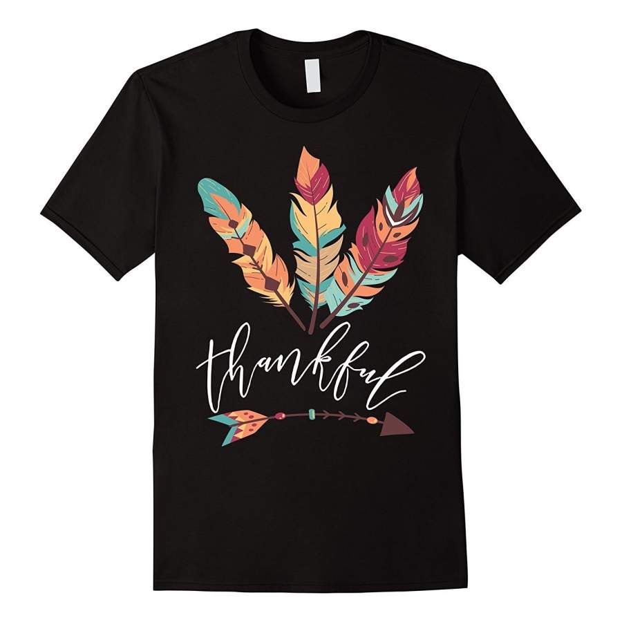 Thankful Feather & Arrow Fall T-Shirt – Vintage Thanksgiving Men’S Casual T-Shirt