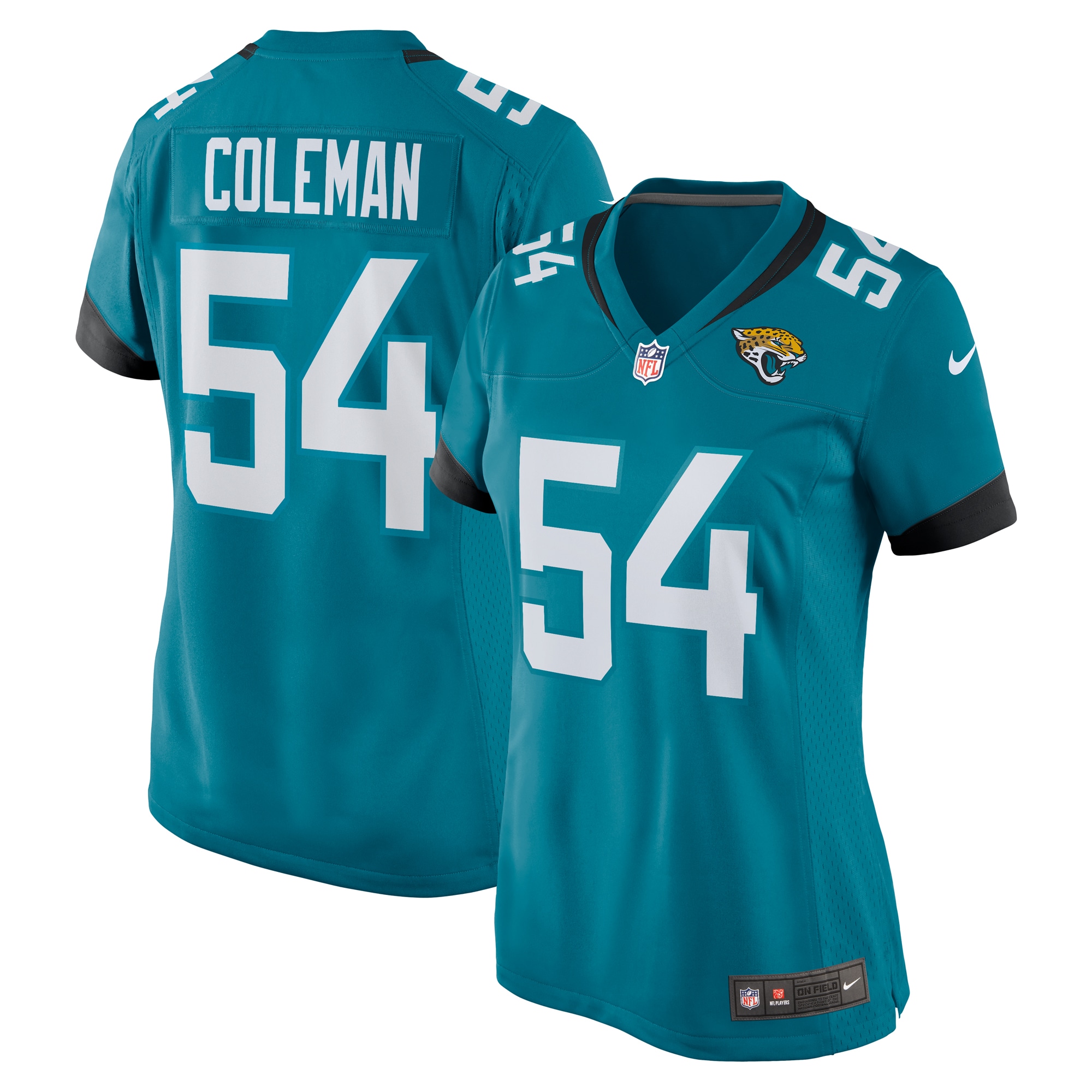 Women’s Jacksonville Jaguars DJ Coleman  Teal  Game Jersey