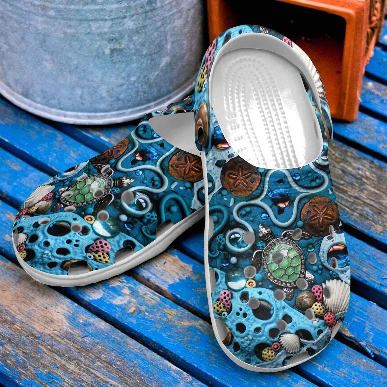 Sea Turtle Personalized Clog, Custom Name, Text, Color, Number Fashion Style For Women, Men, Kid, Print 3D Glitter Ocean