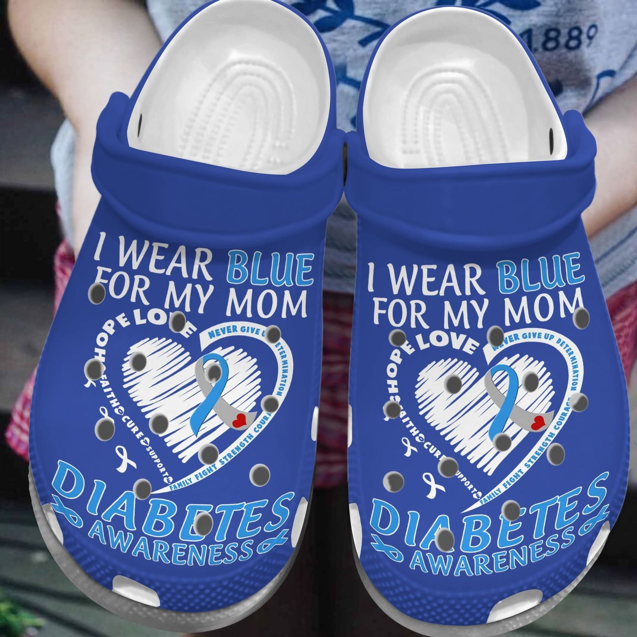 Diabetes Personalized Clog, Custom Name, Text, Color, Number Fashion Style For Women, Men, Kid, Print 3D I Wear Blue