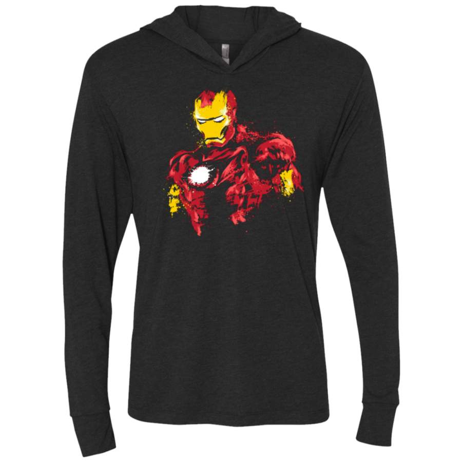 THE POWER OF IRON Triblend Long Sleeve Hoodie Tee