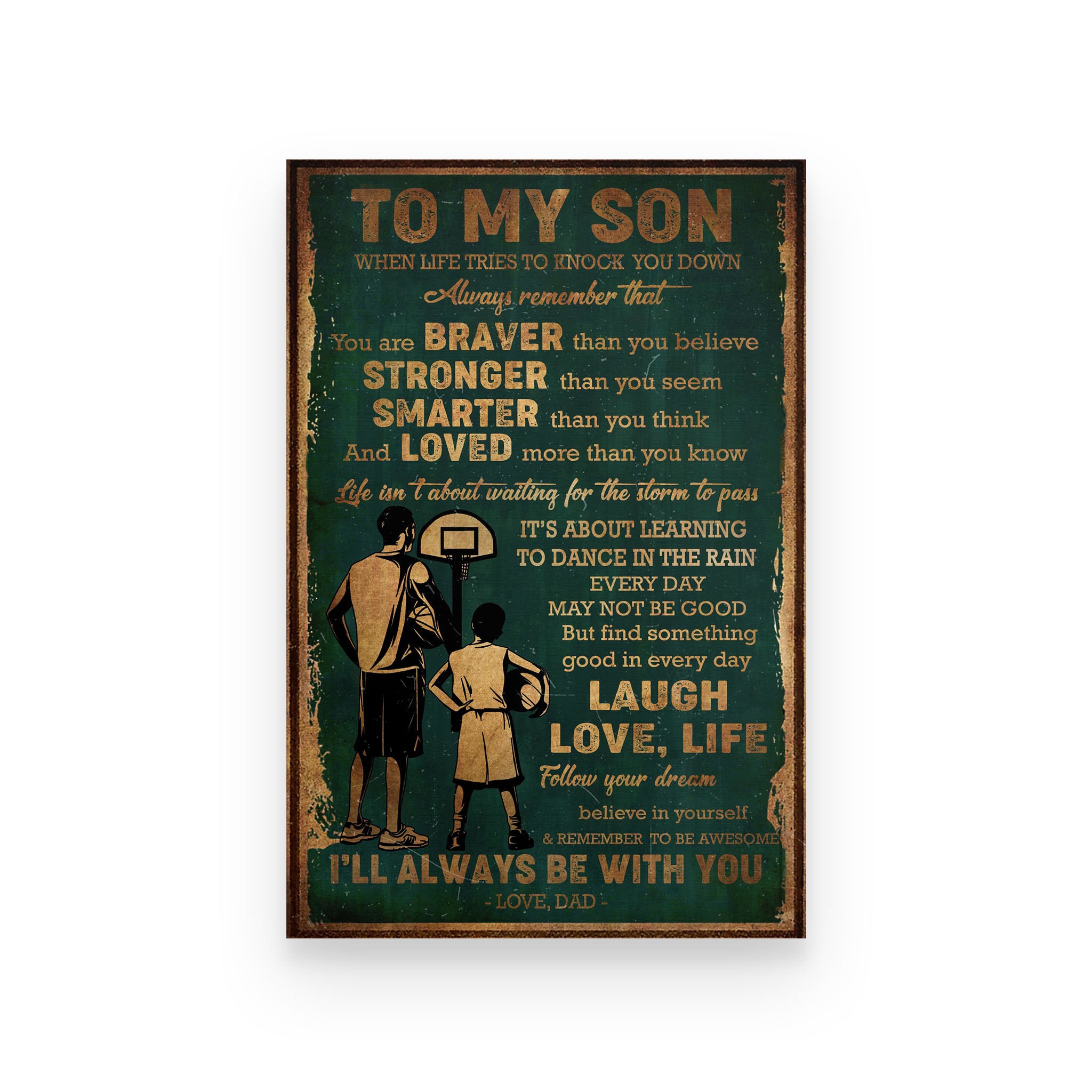 basketball poster dad to son i’ll always be with you