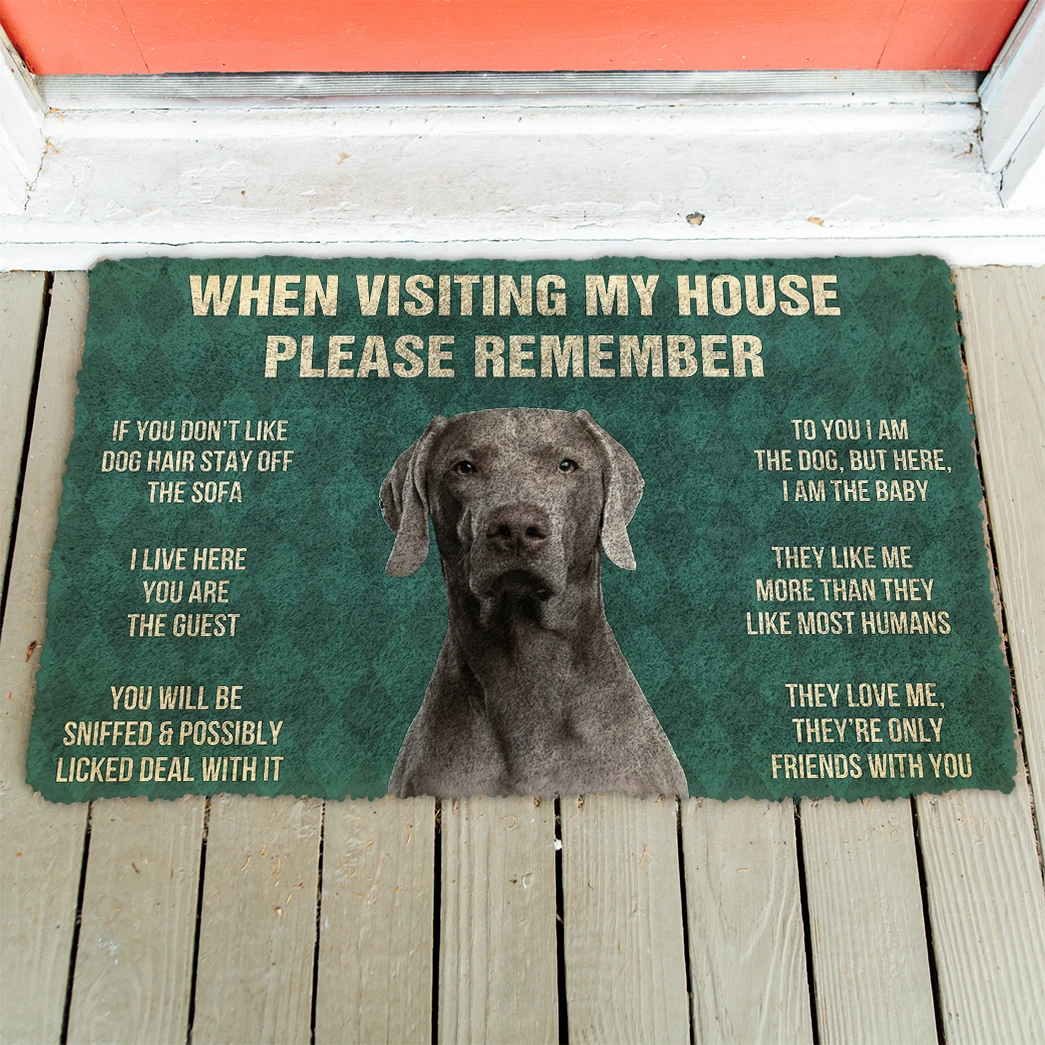 3D Please Remember Weimaraner House Rules Custom Doormat