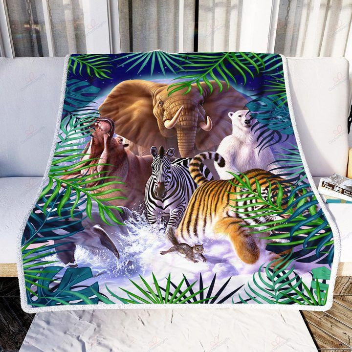 Wild Animals Sherpa Fleece Blanket Idoq Bubl