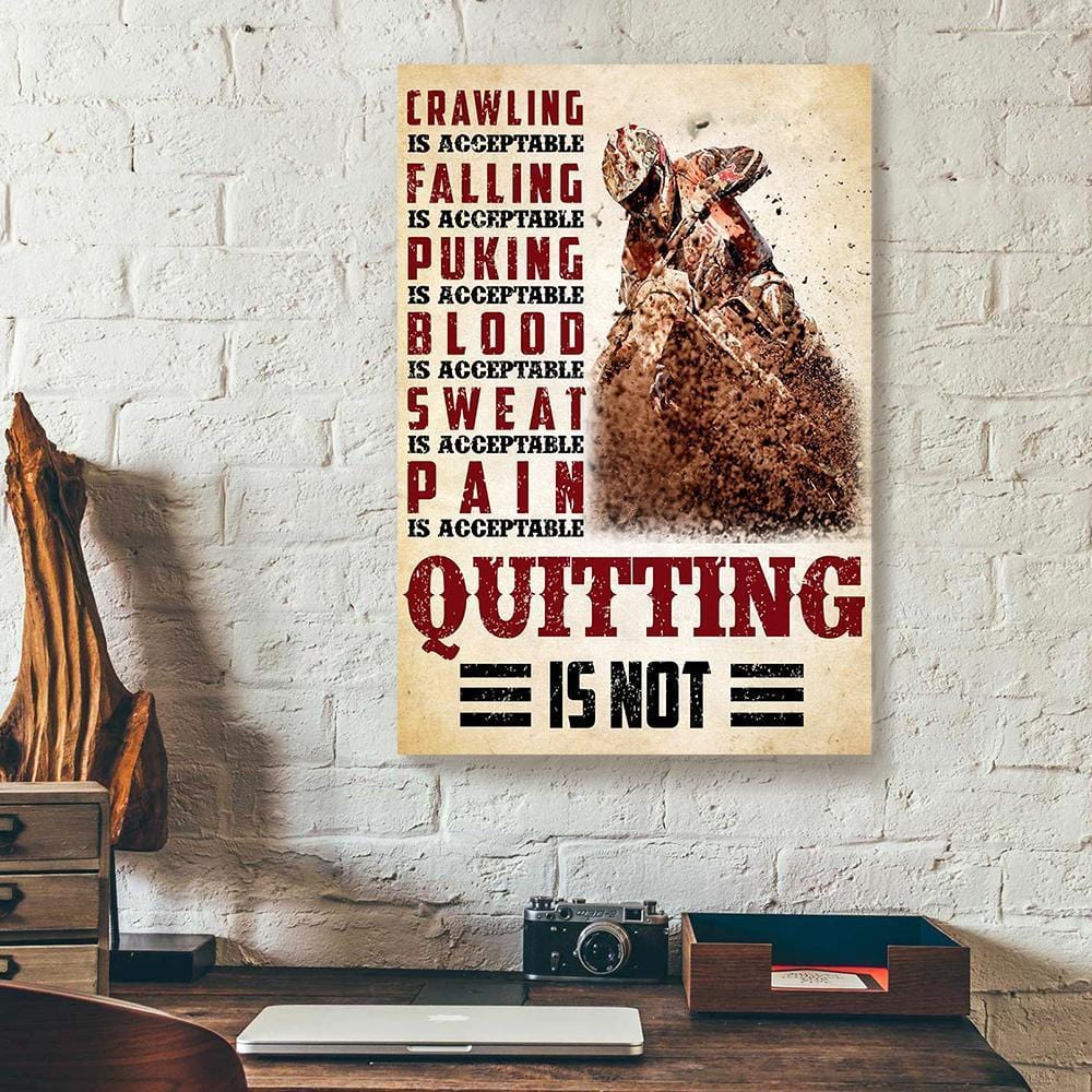 Canvas Artwork Crawling Is Acceptable Quitting Is Not Motocross Vertical Canvas Wall Art Beautiful Living Room Bedroom Bathroom Home Decoration