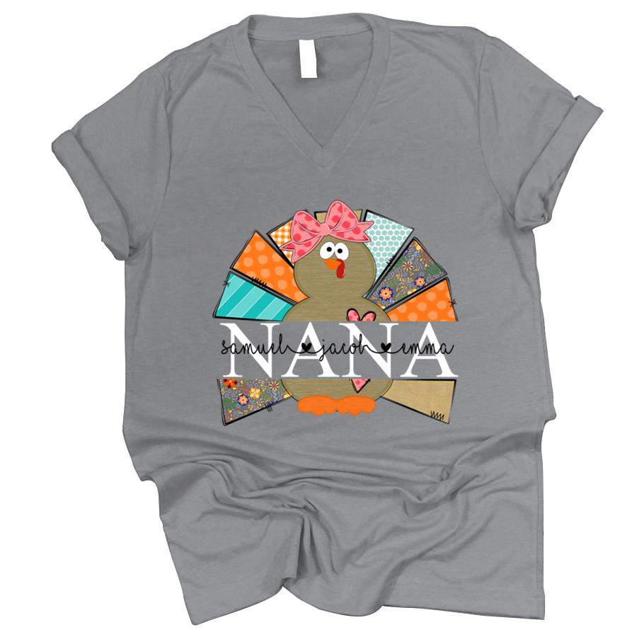 PERSONALIZED NANA TURKEY KIDS NAMES – THANKSGIVING SHIRT