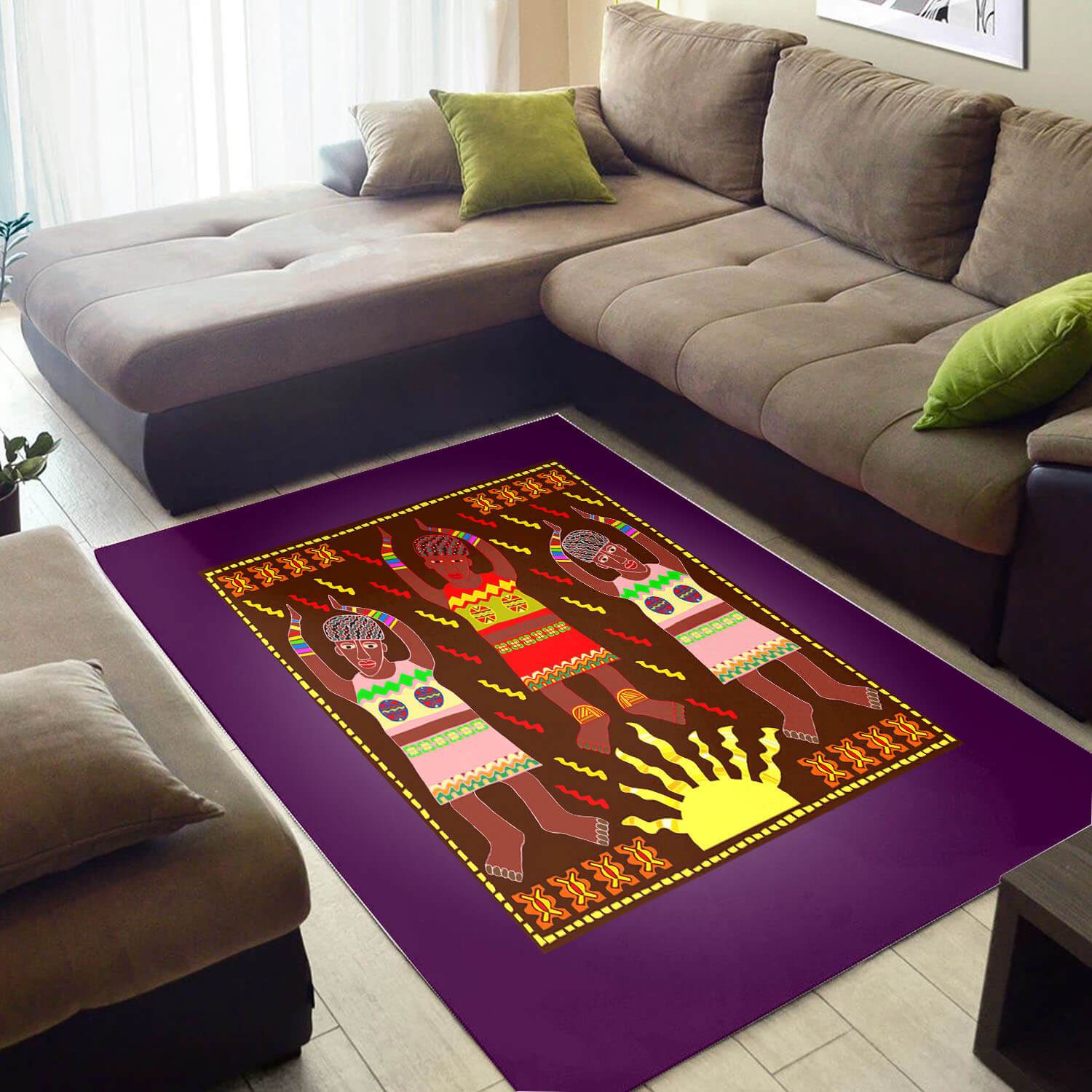 Modern African Area Rug Abstract Natural Hair Afrocentric Pattern Art African Design Floor Carpet African Style Decor WBG3415