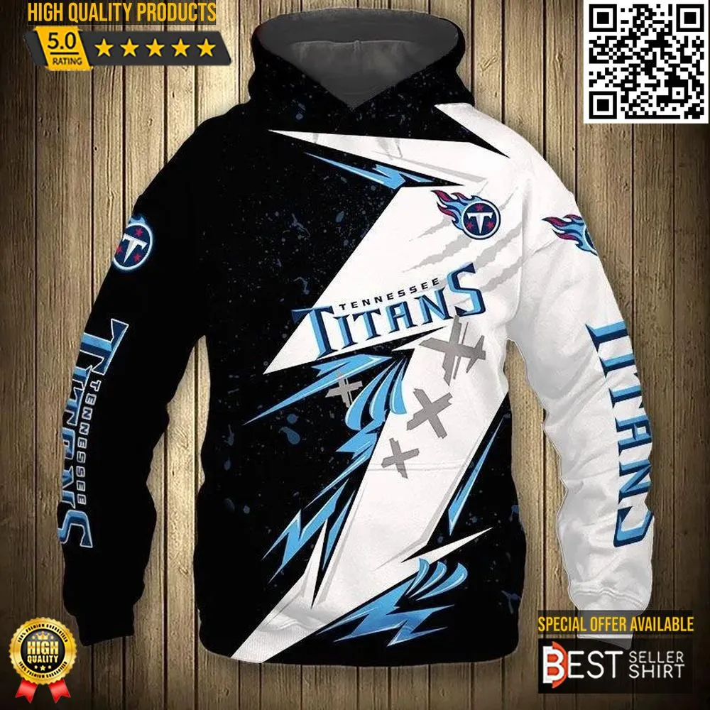 Tennessee Titans Logo 3D Hoodie Football Jersey 3D Thunder Graphic