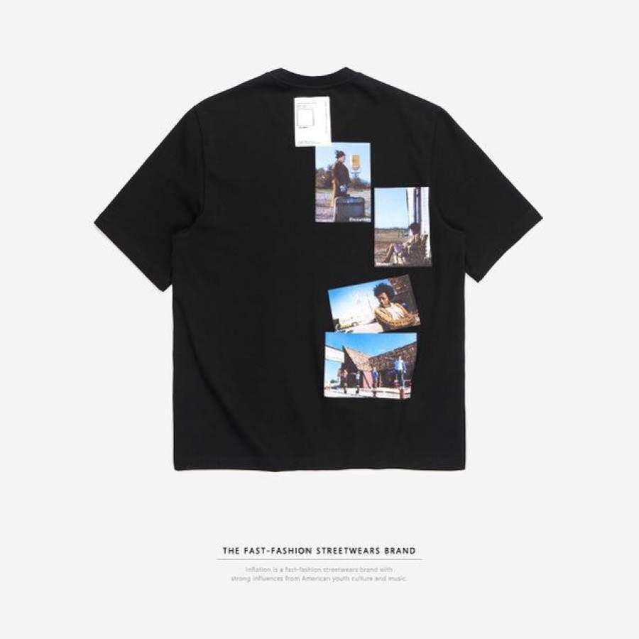 Abstract photos print short sleeve t-shirt new cotton t-shirt streetwear summer t shirt for boys