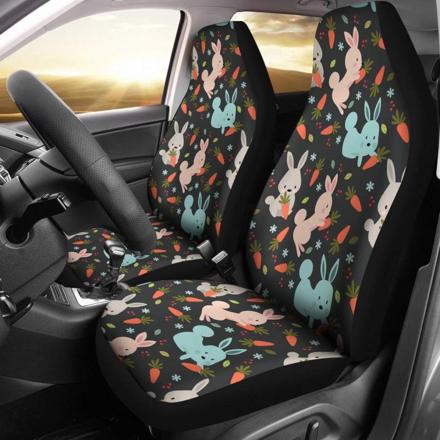 Carrot Rabbit Bunny Pattern Print Universal Fit Car Seat Cover