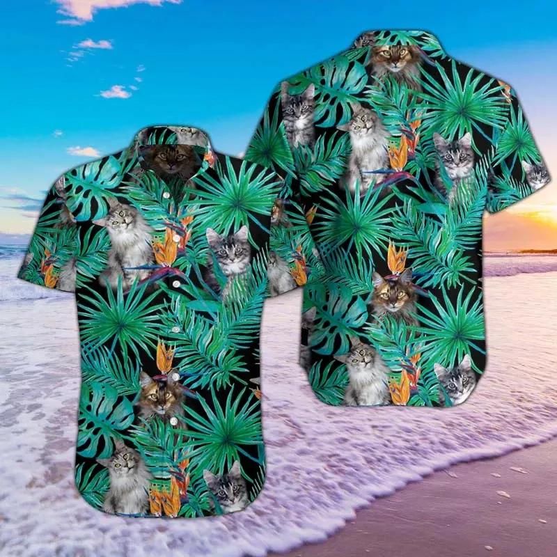 Maincoon Cat Aloha Hawaii Shirt Colorful Short Sleeve Summer Beach Casual For Men And Women Ha27882