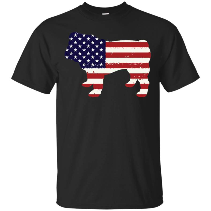 AGR Trending Funny USA Patriotic Bulldog  American flag t shirt 4th of july Cotton t shirt