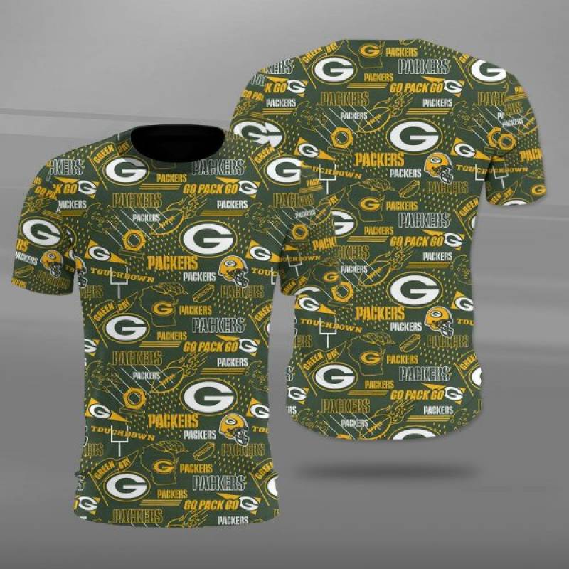 Men / Women Green Bay Packers All Over Print 3D T-shirt, Green Bay Packers All Over Print Logo Packers T-shirt