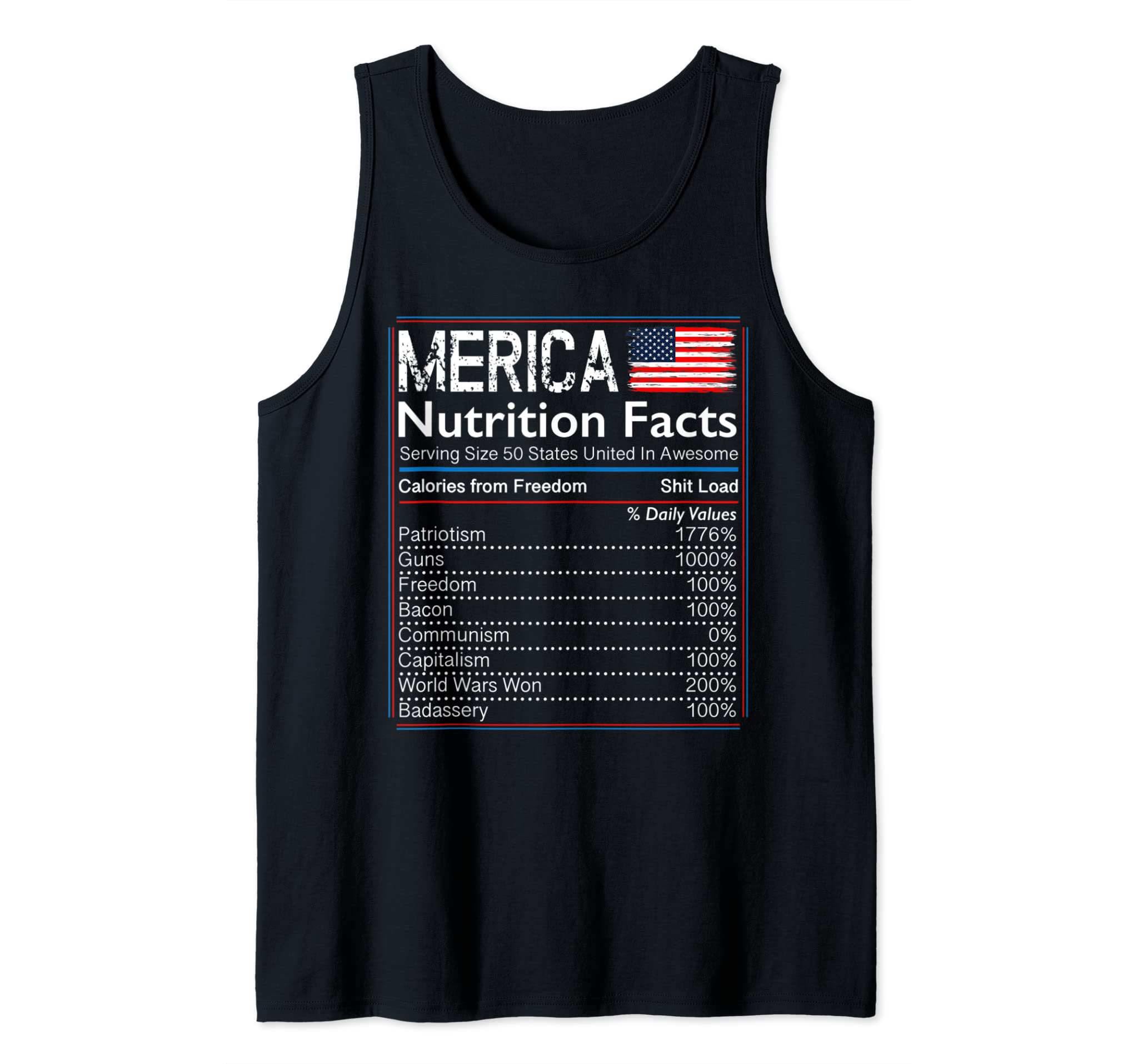 4th of July Proud American Shirt Merica Nutrition Facts Tank Top