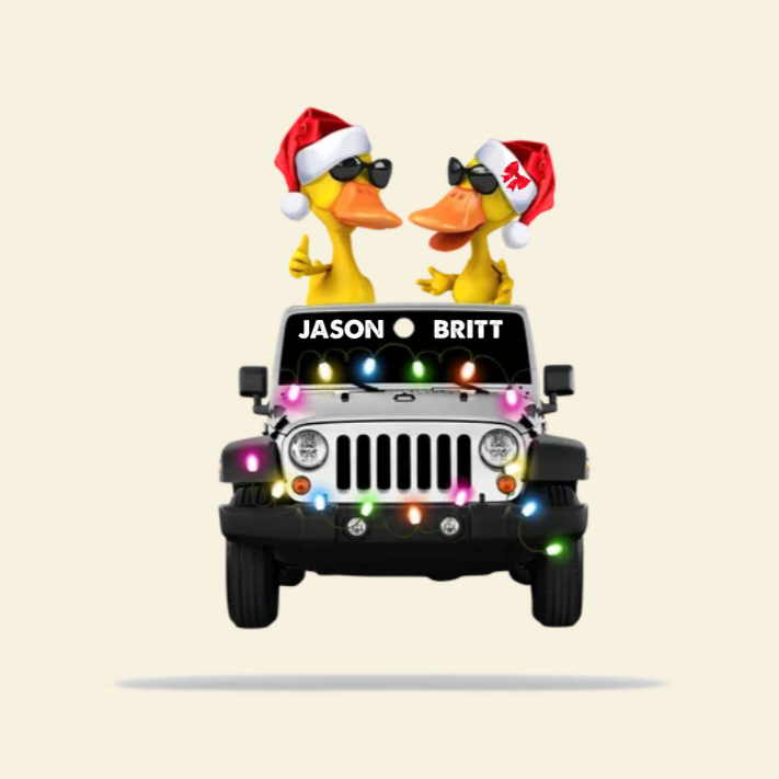 Couple Traveling Duckies Duck Lovers – Personalized Flat Ornament – Christmas Gift For Off-Road Car Lovers