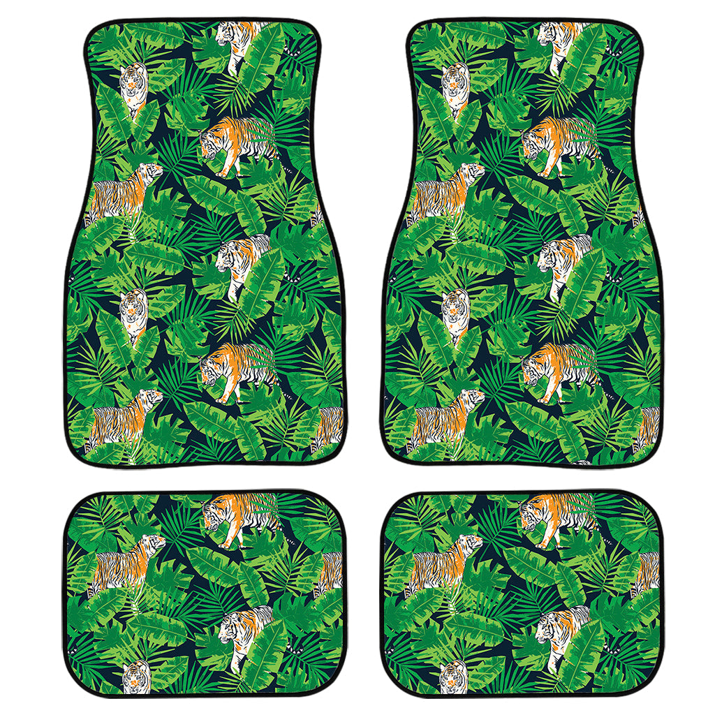 Tropical Tiger Pattern Print Front And Back Car Floor Mats, Front Car Mat