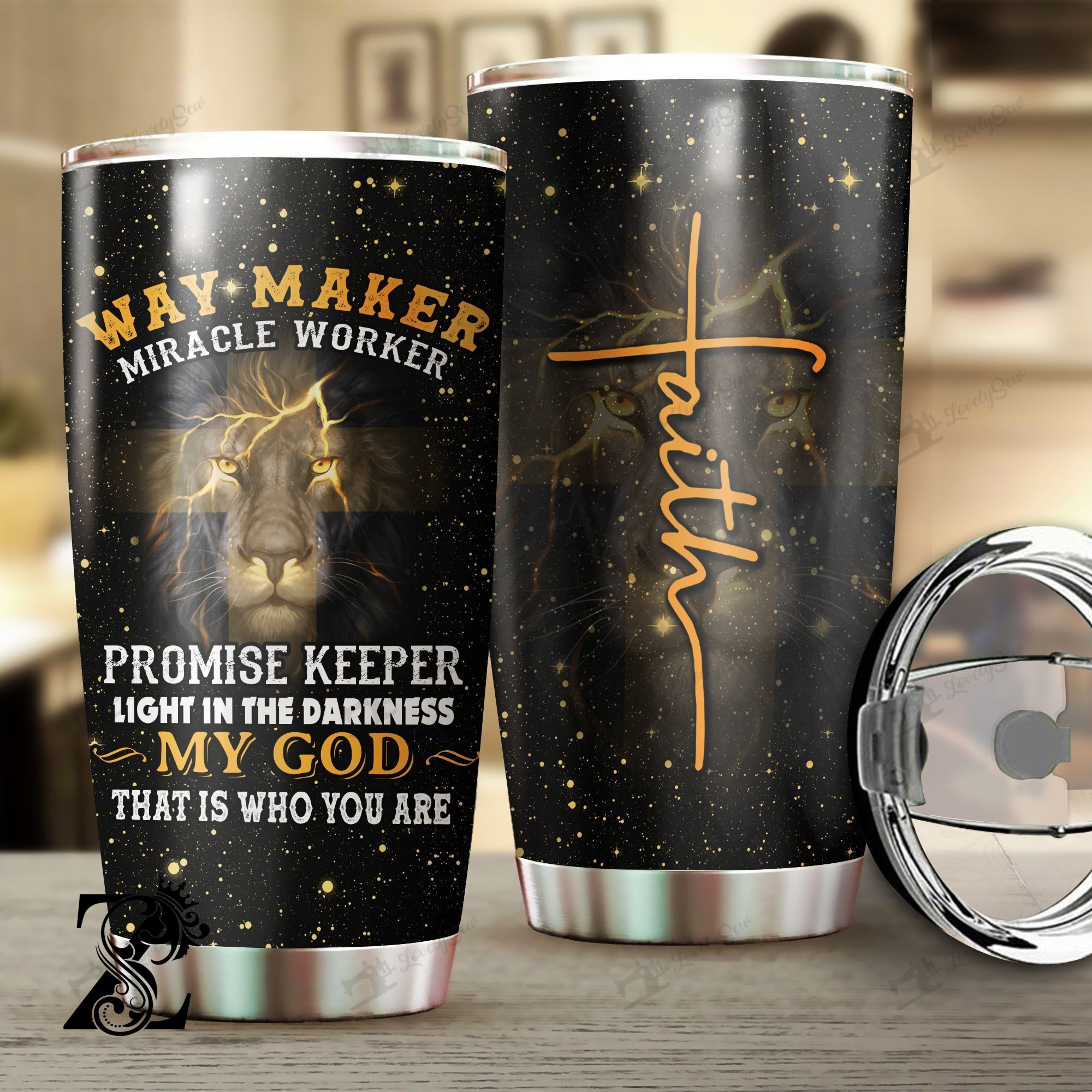 Thu0137 Way Maker Faith Lion Of Judah Stainless Steel Tumbler