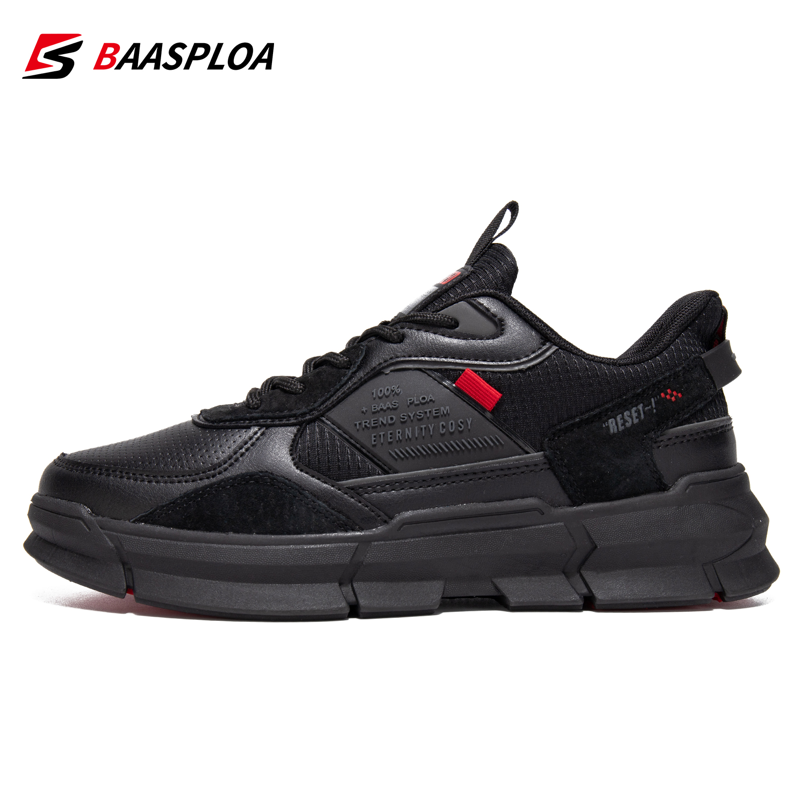 Baasploa Men Lightweight Running Shoes Non-slip Leather Male Sneakers Outdoor Casual Walking Shoes Comfortable Training Footwear alx