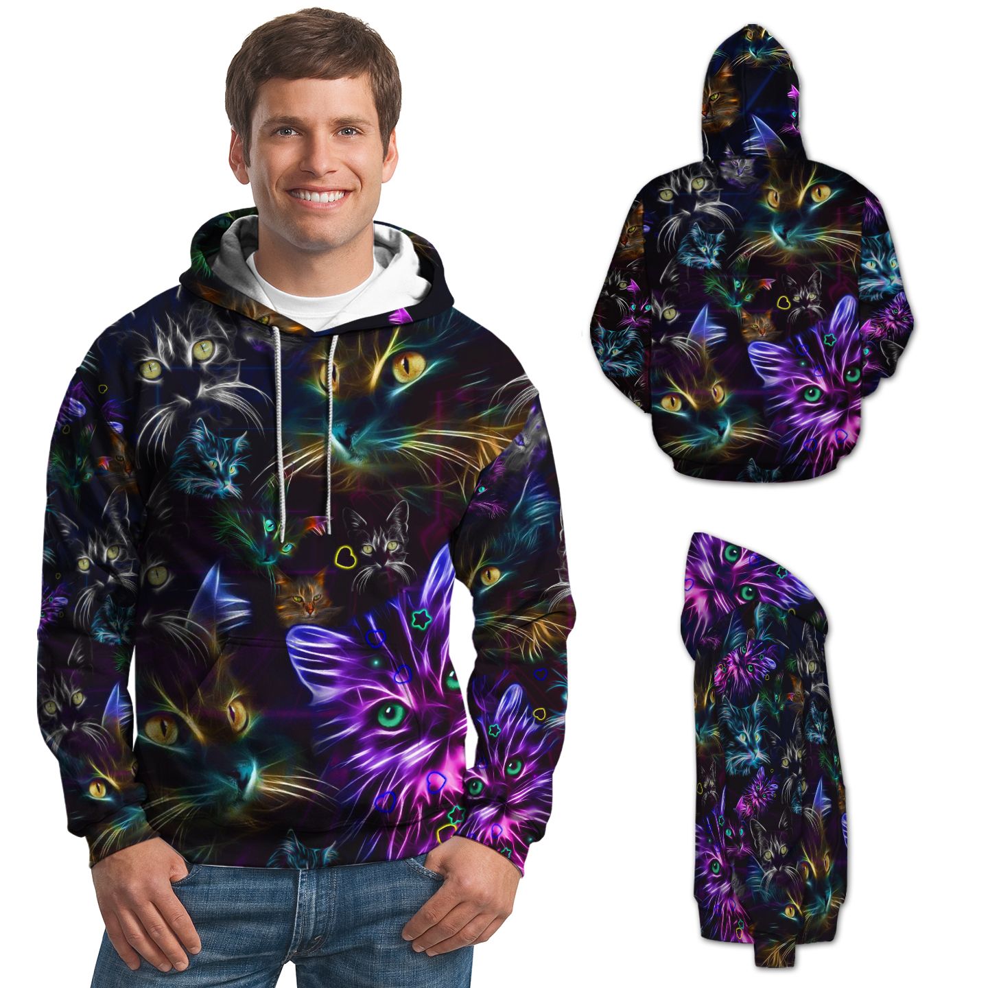 Unique Illusion Cat 3D Hoodie Shirt For Animal Lovers