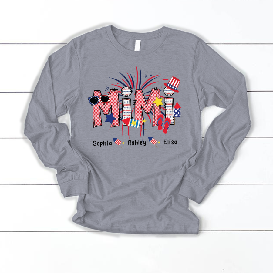 Patriotic Doodle 4Th Of July Mimi And Grandkid Cth01 Longsleeve