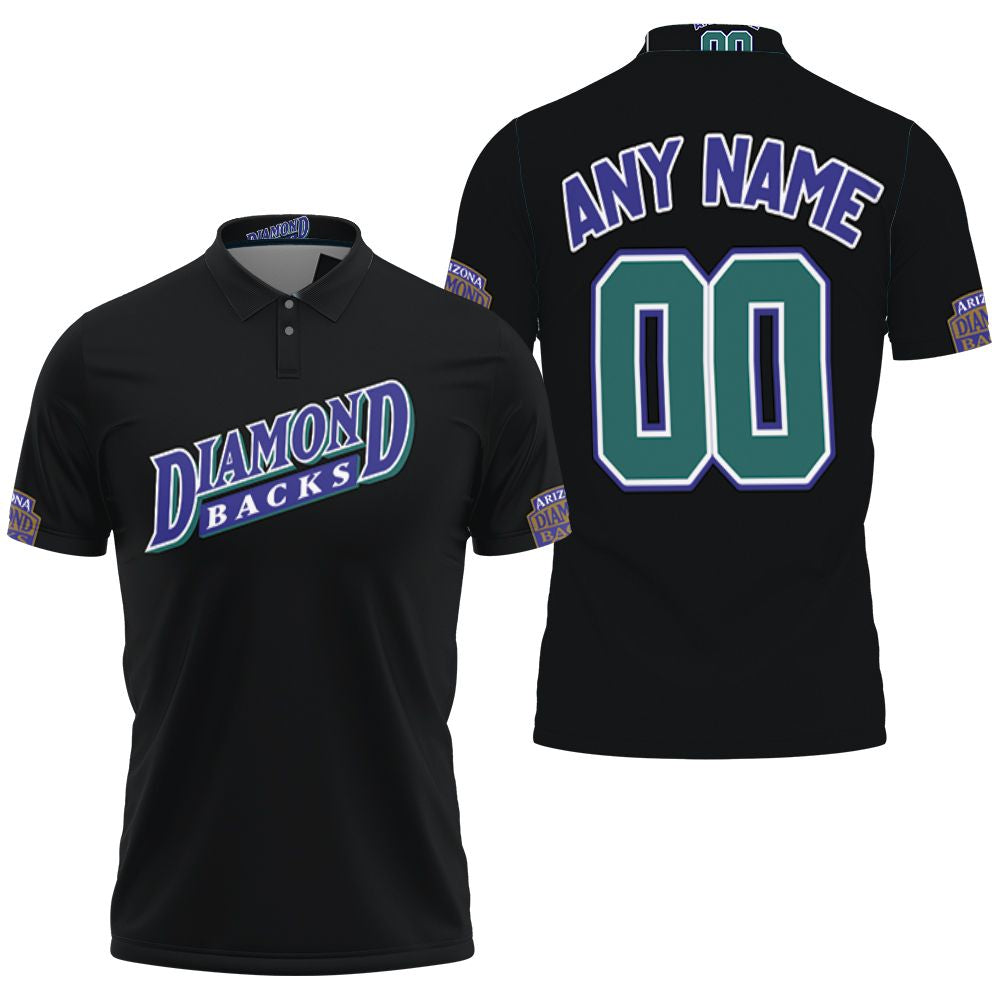 Personalized Any Name 00 Arizona Diamondbacks Alternative Black Jersey Inspired Style Polo Shirt