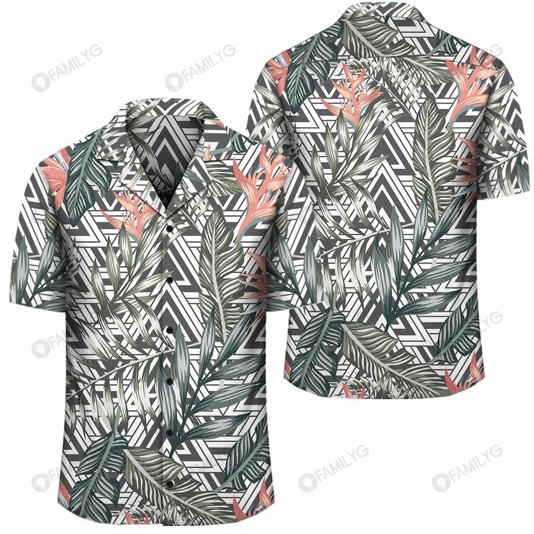 Tropical Palm Leaves And Flowers Hawaii Shirt Summer Hawaiian For Men, Women, Couple