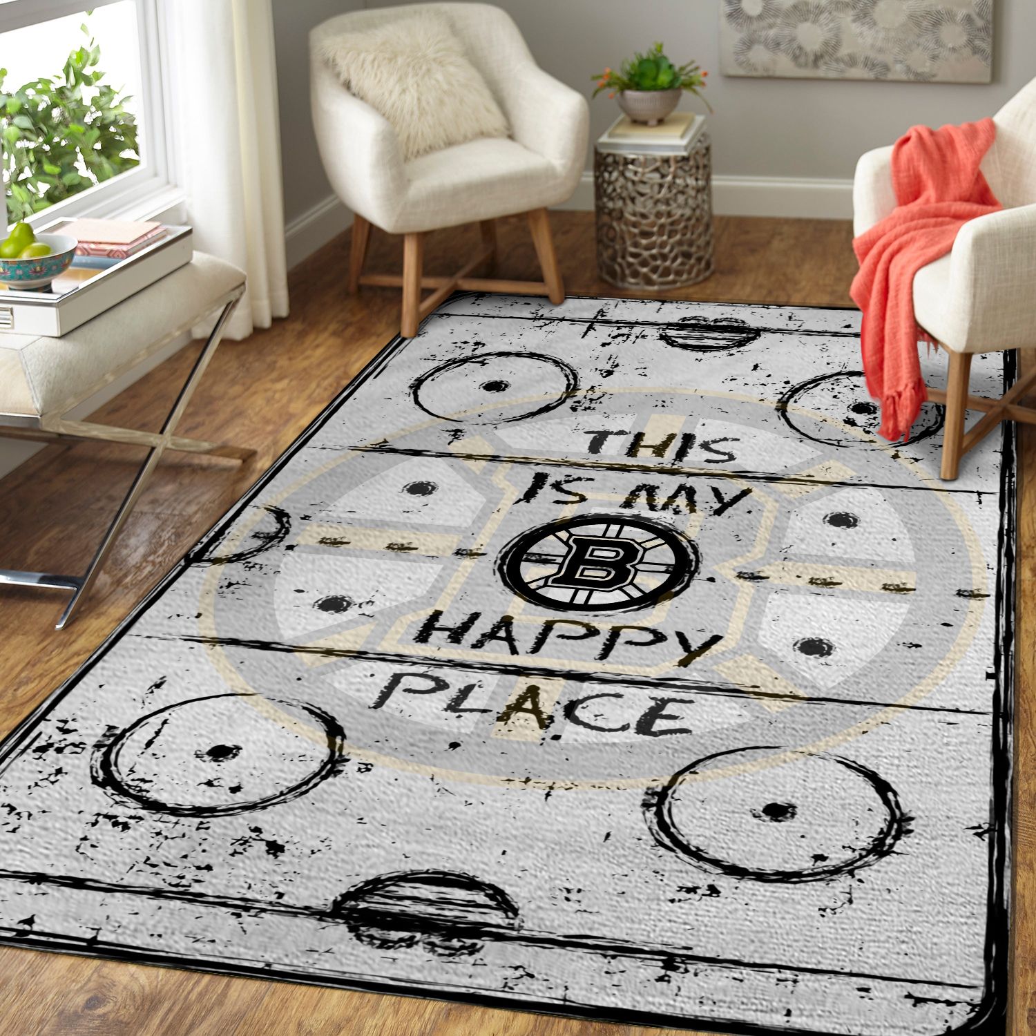 Boston Bruins Rug – This Is My Happy Place