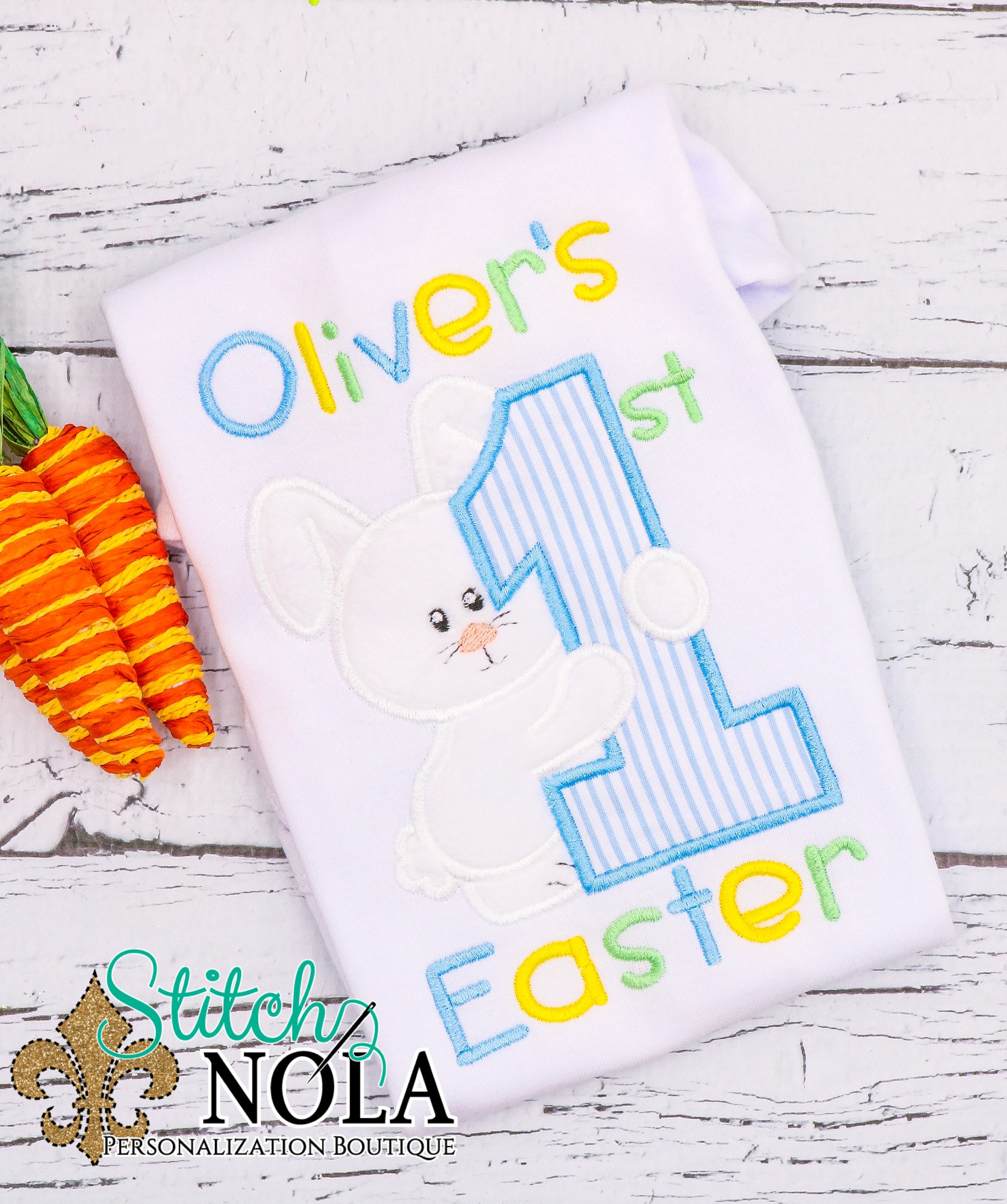 Personalized 1St Easter With Bunny Appliqué Shirt