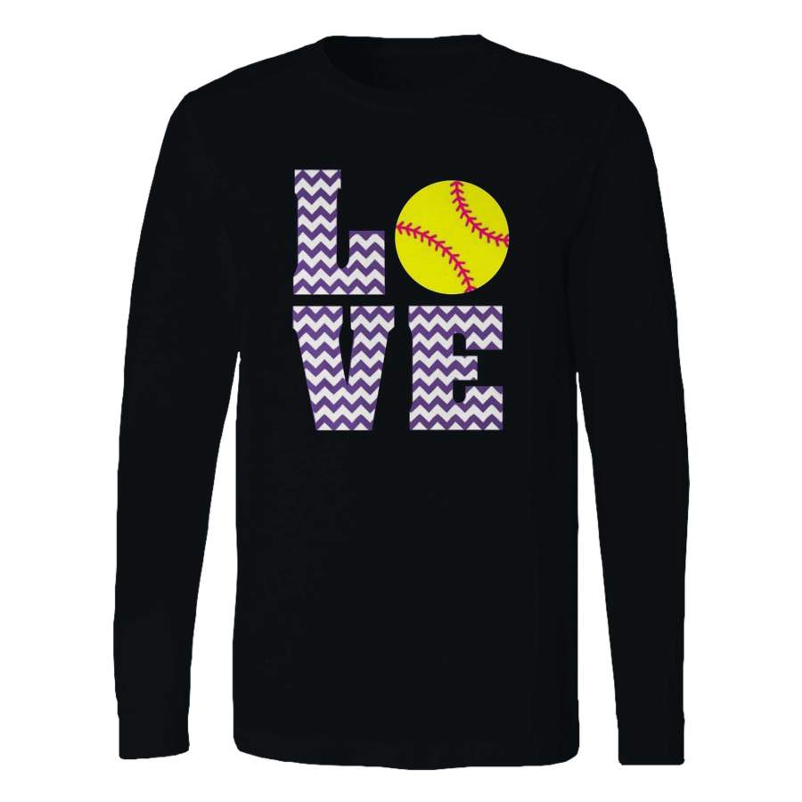 Love Softball Chevron Long Sleeve T-Shirt