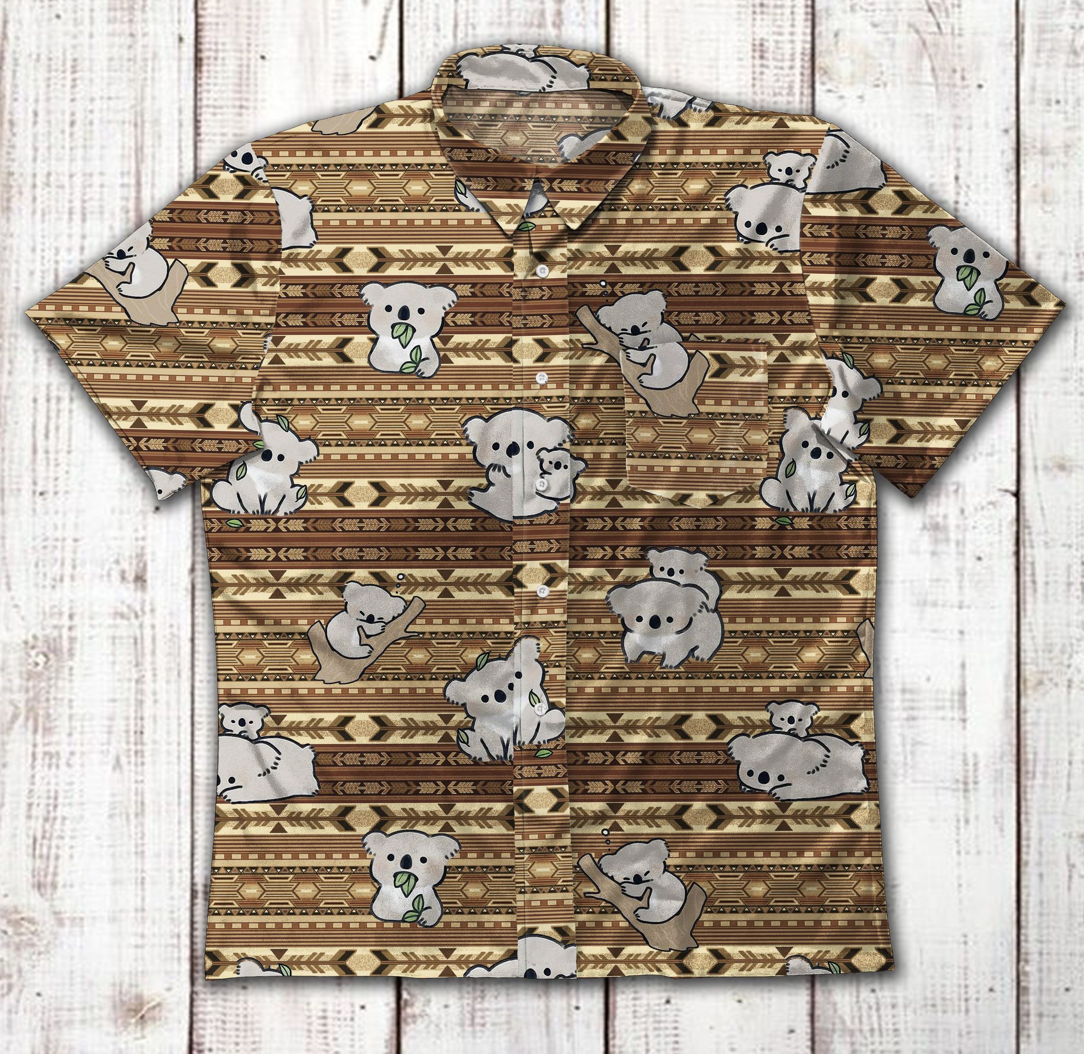 Animal Koala Vintage Cotton Hawaiian Shirt-Zx11168