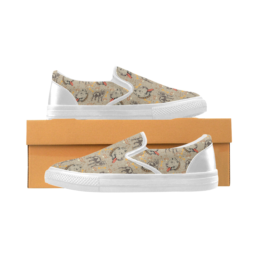 Pitbull Pattern White Women’s Slip-on Canvas Shoes