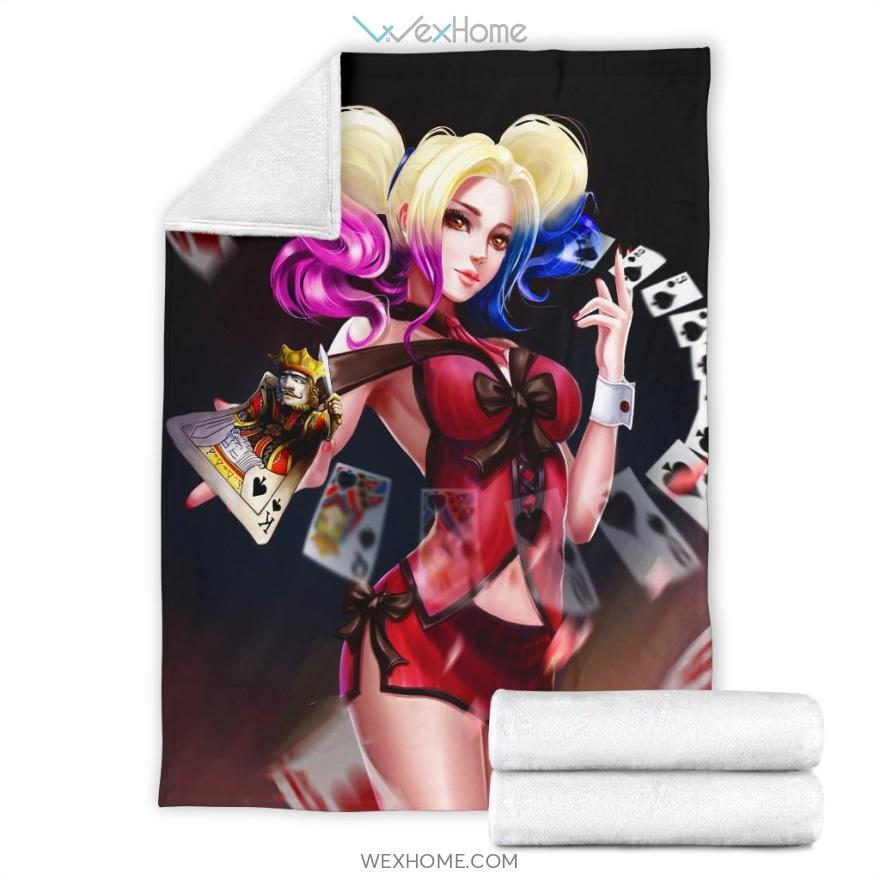 Harley Quinn Card Game Suicide Squad Premium Blanket