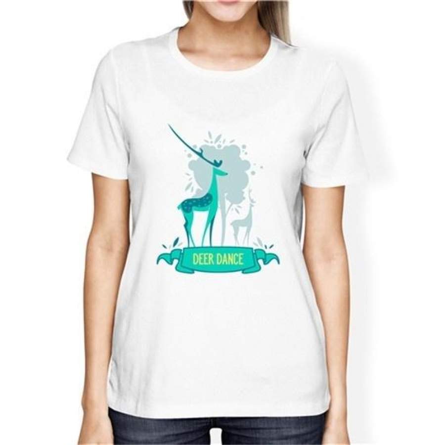 2017 Summer Fashion New Design Deer Dance T-Shirt Short Sleeve Full Set Of Charming Female T-Shirt Female Models Lovely Youth Shirt