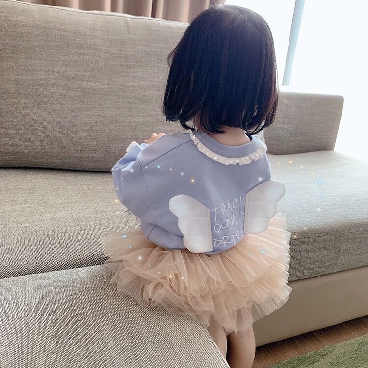 2021 Baby Girls Lace 3D Wing Sweater Spring Autumn SweatShirts Tops Clothes Girls Kids Jackets Children Wear alx