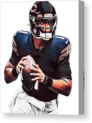 Justin Fields Chicago Bears Watercolor Strokes Pixel Art 1 Joe Hamilton Canvas Print