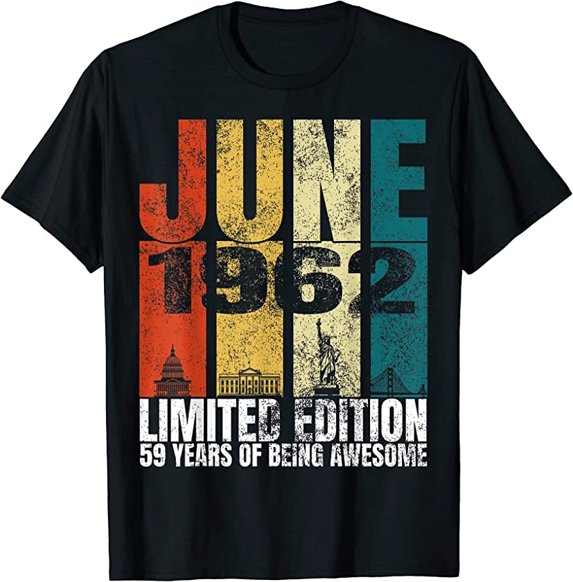 Vintage June 1962 Bday Costume 59 Years Old 59th Birthday T-Shirt