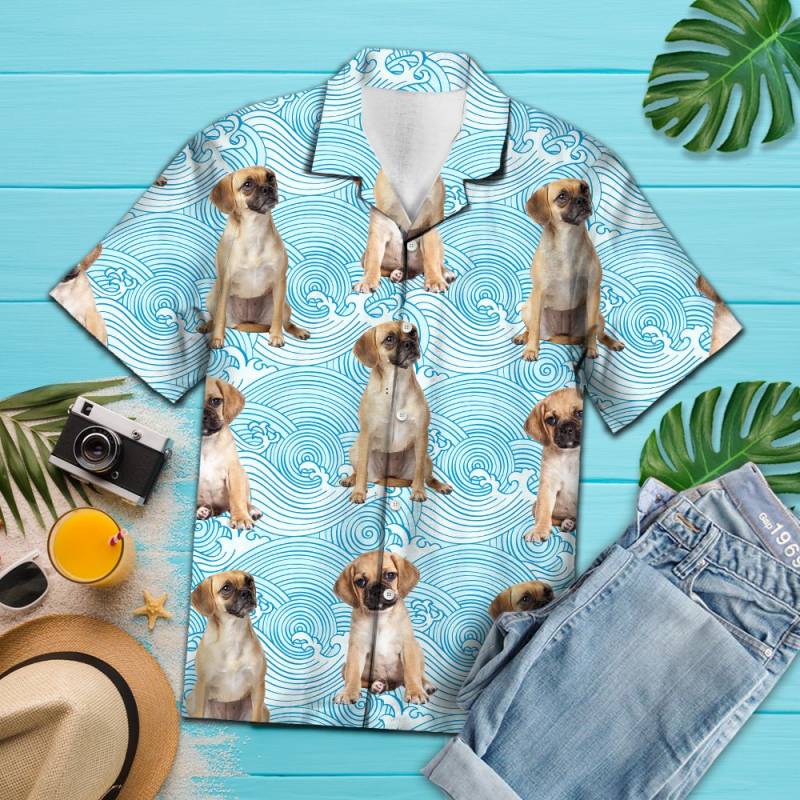 Puggle Blue Waves Hawaii Shirt Ha51124