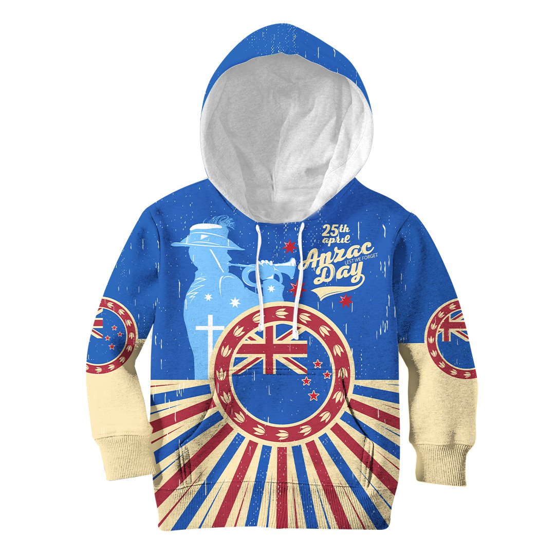 1stTheWorld Vintage Style Hoodie Kid – Happy New Zealand Anzac Day A25