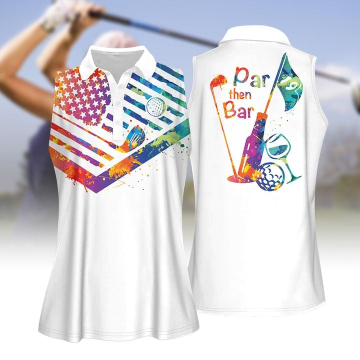 Water Color Par Then Bar Women Golf Apparel, Golf Shirts For Women Sleeveless With Collar, Ladies Sleeveless Golf Shirt