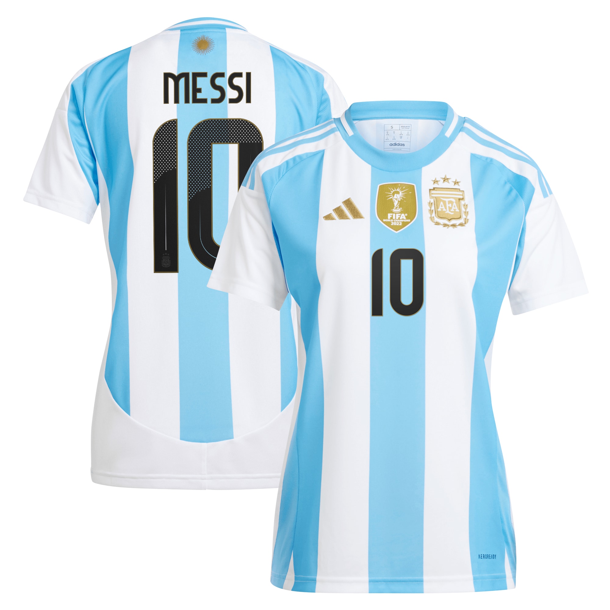 Lionel Messi Argentina National Team Women's 2024 Home Replica Player Jersey – White