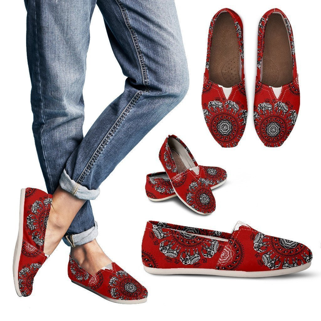 Red Elephant Mandala Om Women Casual Shoes