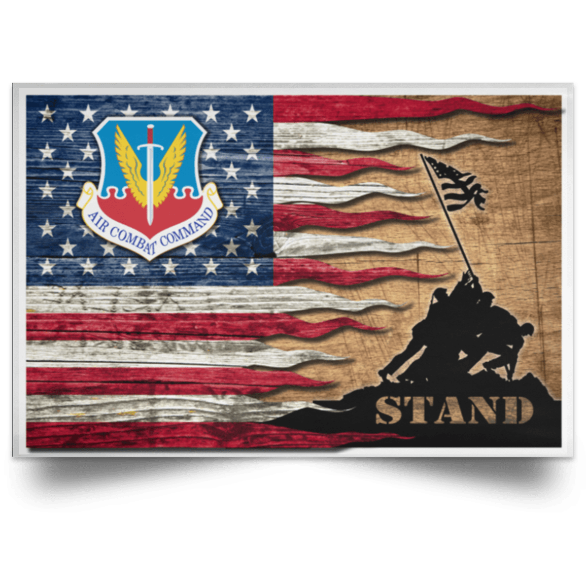 US Air Force Air Combat Command Stand For The Flag Satin Landscape