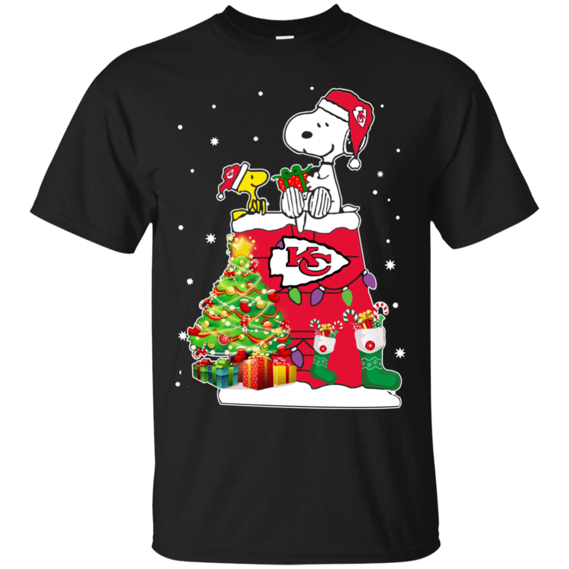 Find Kansas City Chiefs Snoopy & Woodstock Christmas Shirt G200 Gildan Ultra Cotton T-Shirt