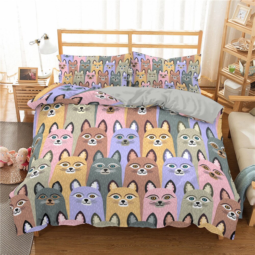 3D Digital Print Cute Kitten Pattern Bedding Cover Duvet Cover Pillowcase Bedding Sets