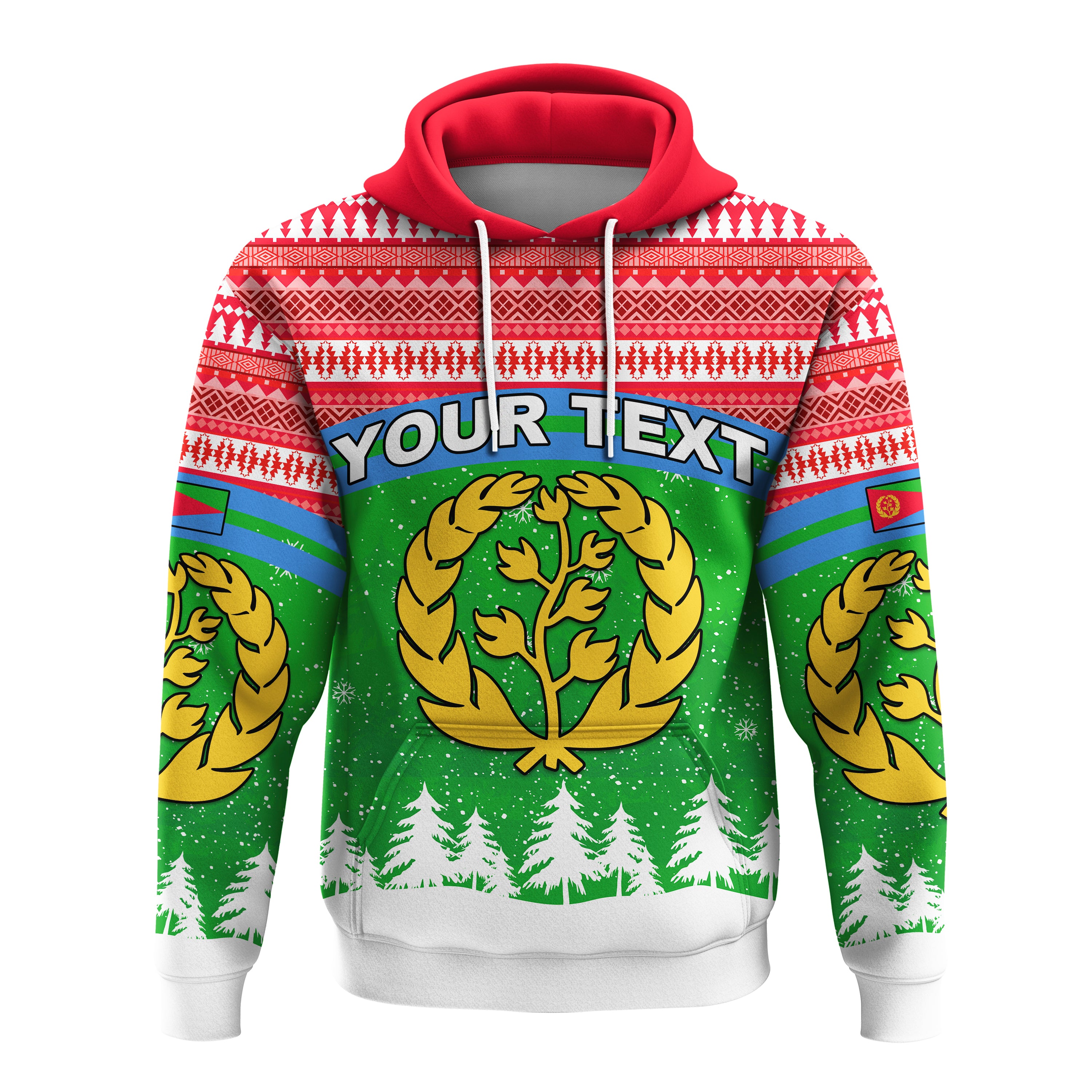 (Custom Personalised) Eritrea Hoodie Merry Christmas Mix African Pattern Lt13