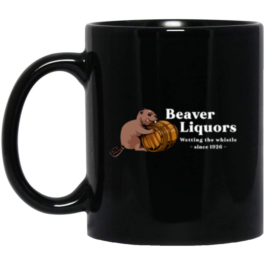 Beaver Liquors Black Mug 11oz